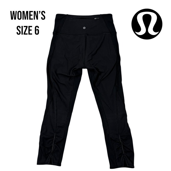 lululemon athletica Pants - Lululemon Women's Run Inspire Crop II‎ Leggings Black Size 6 Zip Ankle Gym